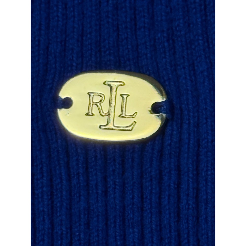 Lauren Ralph Lauren Royal Blue Ribbed Turtleneck Sweater XL Slim Fit RLL Logo - Picture 4 of 9